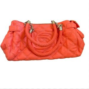 Bebe Orange Quilted Tote Bag